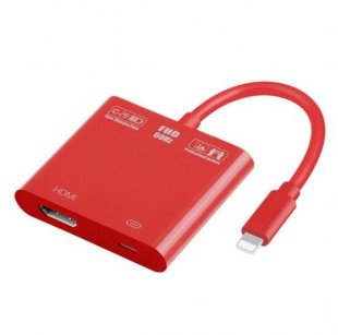 Wholesale for Apple interface 8Pin to HDMI Digital AV Converter for iPad iPhone iOS 11 10 red Professional HDMI Cable Adapter