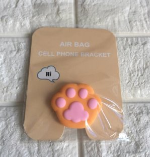 Wholesale Cellphone Stand Orange cat claw Mobile Phone Balloon Bracket Retractable Cartoon Silicone Cute Grip