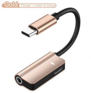 Wholesale for Huawei mate 10 P20 pro Xiaomi Mi 6 8 Gold USB C Cable 2 in 1 Type-C 3.5mm Jack Audio Converter Headphone Adapter Cable