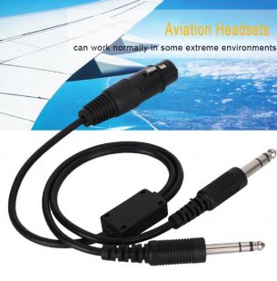 Wholesale 5 Pin Headset Adapter Cable Aviation Headphone Cable Earphone Accessories black For Airbus XLR To GA Dual Plug