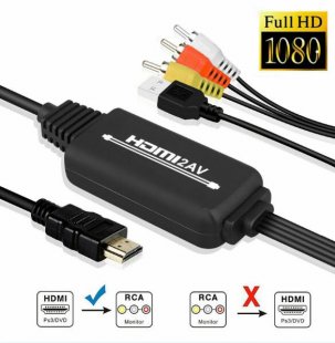 Wholesale For HDTV XBOX PS4 DVD black 1080P HDMI to 3 RCA AV Video Audio Cable Converter Adapter