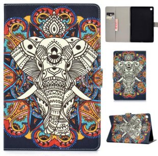 Wholesale Laptop Protective Cover Cartoon Color Painted Smart Stay PU Cover with Front Snap Fun elephant For Samsung T720/T725