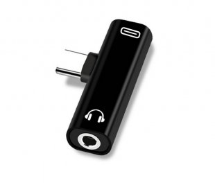 Dual Type C USB-C Earphone Headphone Audio Charging Charger Adapter Splitter Convertor for Xiaomi 6 6X 8 Note3 Mix 2 Huawei Mate 10 P20 black