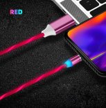 Abctay Data Line LED Magnetic Micro USB Cable Android Type-C IOS Fast Charging Cable for Mobile Phone red_Type C interface