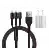 Abctay SIMU 3-in-1 Weave 1.2M Mobile Phone Peripheral Safe Charging Data Cable Set black