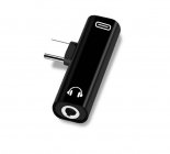 Dual Type C USB-C Earphone Headphone Audio Charging Charger Adapter Splitter Convertor for Xiaomi 6 6X 8 Note3 Mix 2 Huawei Mate 10 P20 black