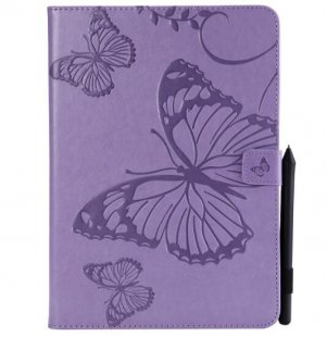 Wholesale Fashion Butterfly Embossed PU Leather Magnetic Closure Stand Case Auto Wake/Sleep Cover with Pen Slot purple For iPad 5/6/air1/air2 9.7