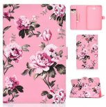 Wholesale PU Laptop Protective Case with Front Snap Color Painted Smart Stay Cover Pink flower For Samsung T580