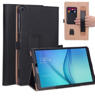 Abctay Retro PU Leather Protective Hand Support Tablet Case with Card Position Bracket black_Samsung TAB A 10.1 T510 T515 2019 For Samsung TAB A 10.1 T510 T515 2019