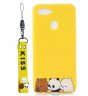 Abctay Cartoon Lovely Coloured Painted Soft TPU Back Cover Non-slip Shockproof Full Protective Case with Lanyard yellow For OPPO A7