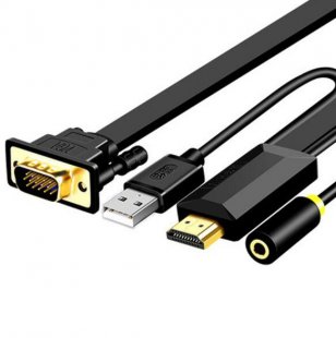 Wholesale Connected Monitor Cable 1m HDMI to VGA Cable HDMI To VGA Audio Synchronization Notebook Set-Top Box