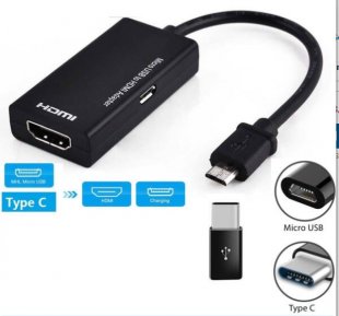 Wholesale Type C & Micro USB Male to HDMI Female Adapter Cable for Cellphone Tablet TV