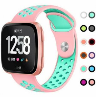 Wholesale for Fitbit Versa Pink with water duck green Replacement Band Sport Breathable Silicon Wristband Watch Strap